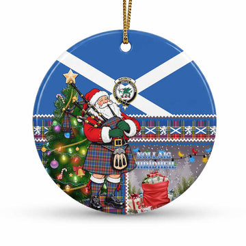 MacBeth (McBeth) Tartan Crest Christmas Ceramic Circle Ornament Nollaig Chridheil Patchwork Style 1 Piece - Tartan Vibes Clothing