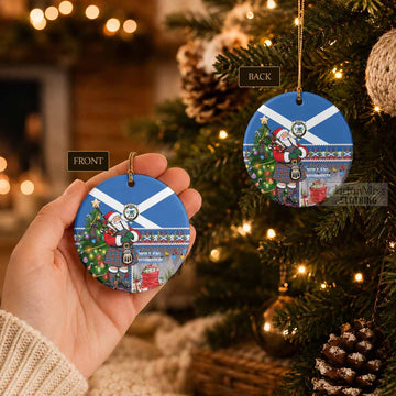 MacBeth (McBeth) Tartan Crest Christmas Ceramic Circle Ornament Nollaig Chridheil Patchwork Style - Tartan Vibes Clothing