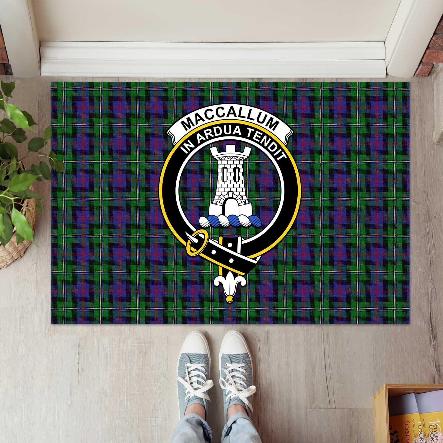 MacCallum Tartan Door Mat with Family Crest - Tartanvibesclothing