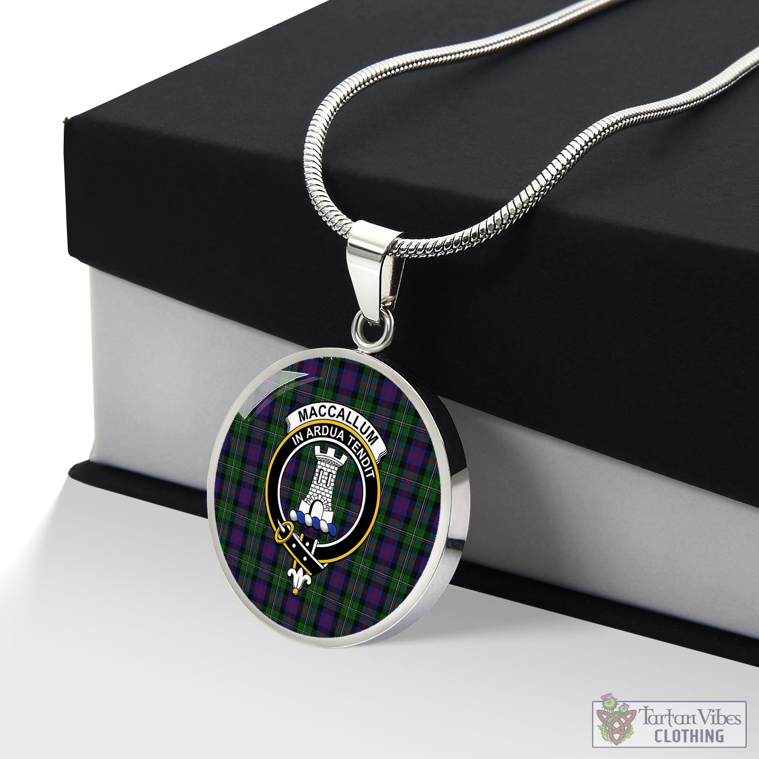 Tartan Vibes Clothing MacCallum Tartan Circle Necklace with Family Crest