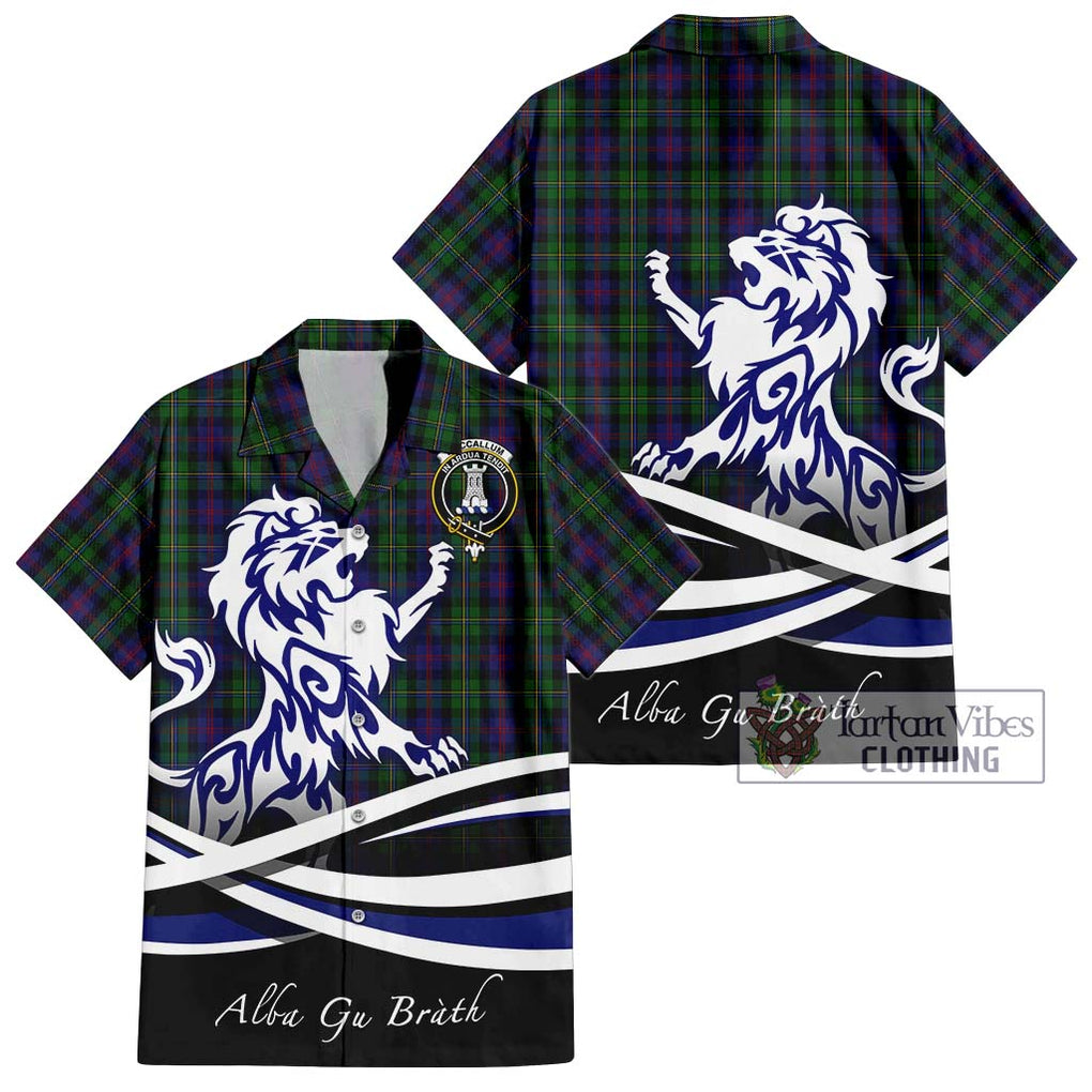 MacCallum (McCallum) Tartan Short Sleeve Button Shirt with Alba Gu Brath Regal Lion Emblem Kid - Tartanvibesclothing Shop