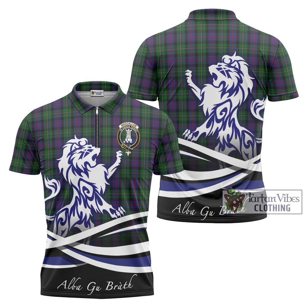 MacCallum (McCallum) Tartan Zipper Polo Shirt with Alba Gu Brath Regal Lion Emblem Unisex - Tartanvibesclothing Shop