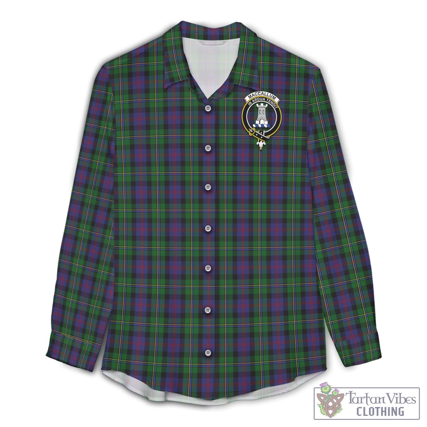 Tartan Vibes Clothing MacCallum Tartan Womens Casual Shirt with Family Crest