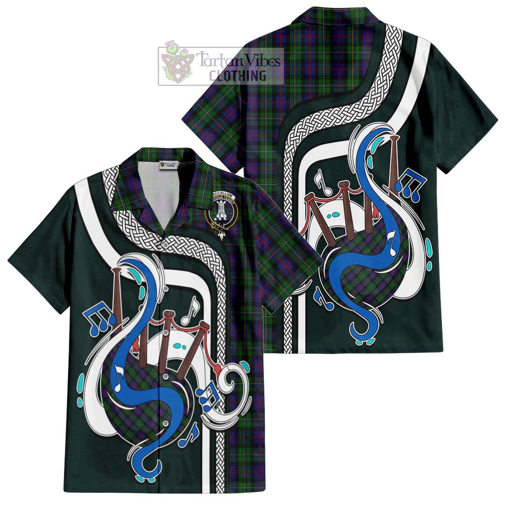 MacCallum (McCallum) Tartan Short Sleeve Button Shirt with Epic Bagpipe Style Kid - Tartanvibesclothing Shop