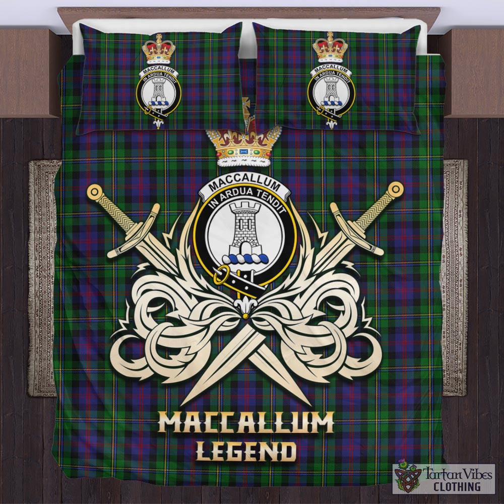 Tartan Vibes Clothing MacCallum Tartan Bedding Set with Clan Crest and the Golden Sword of Courageous Legacy