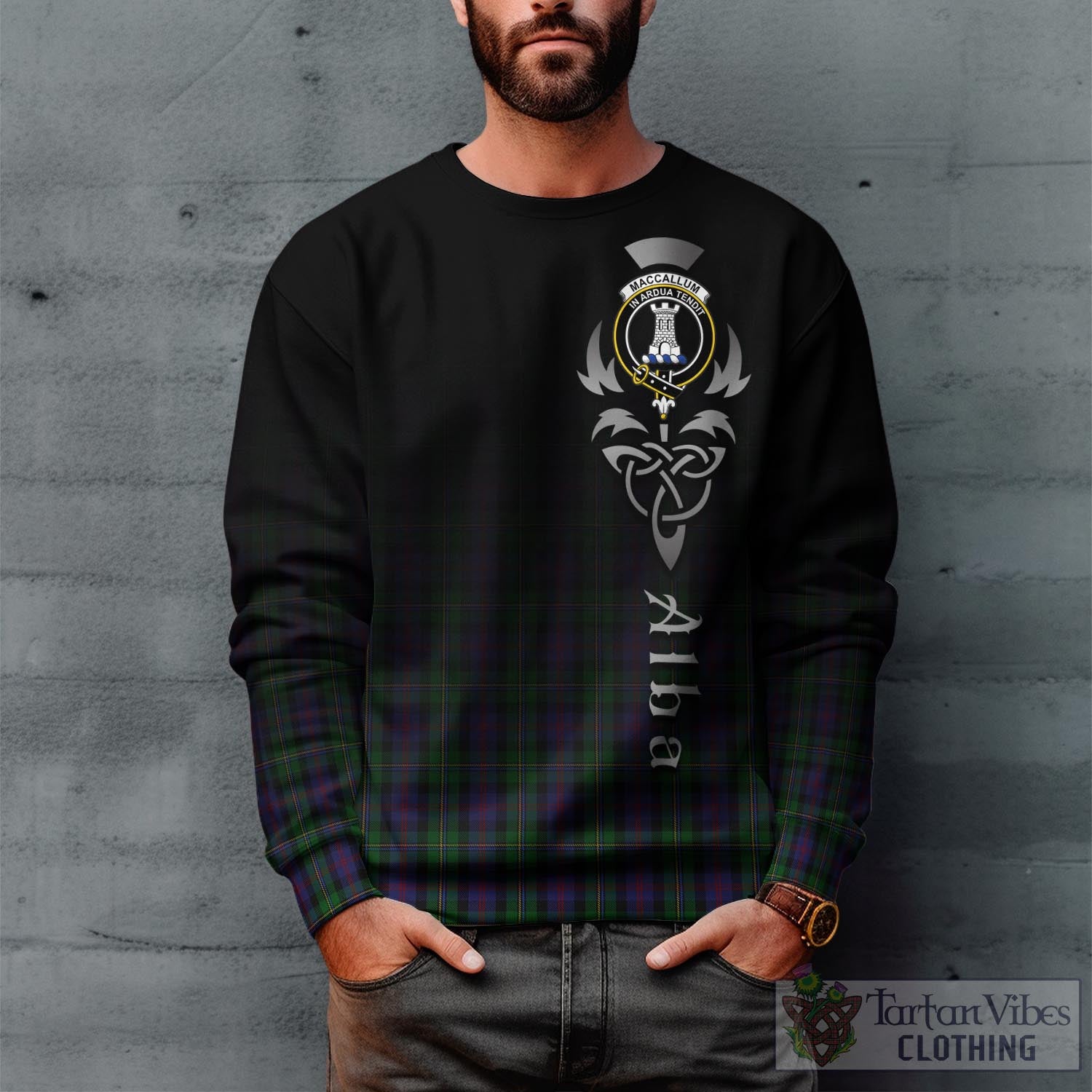 Tartan Vibes Clothing MacCallum Tartan Sweatshirt Featuring Alba Gu Brath Family Crest Celtic Inspired