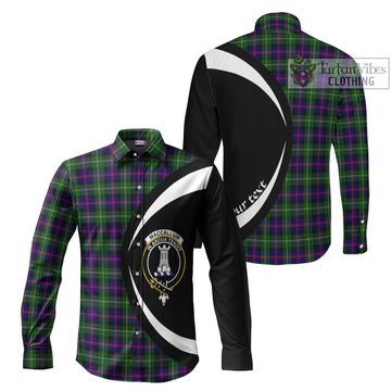 MacCallum #2 Tartan Long Sleeve Button Up with Family Crest Circle Style