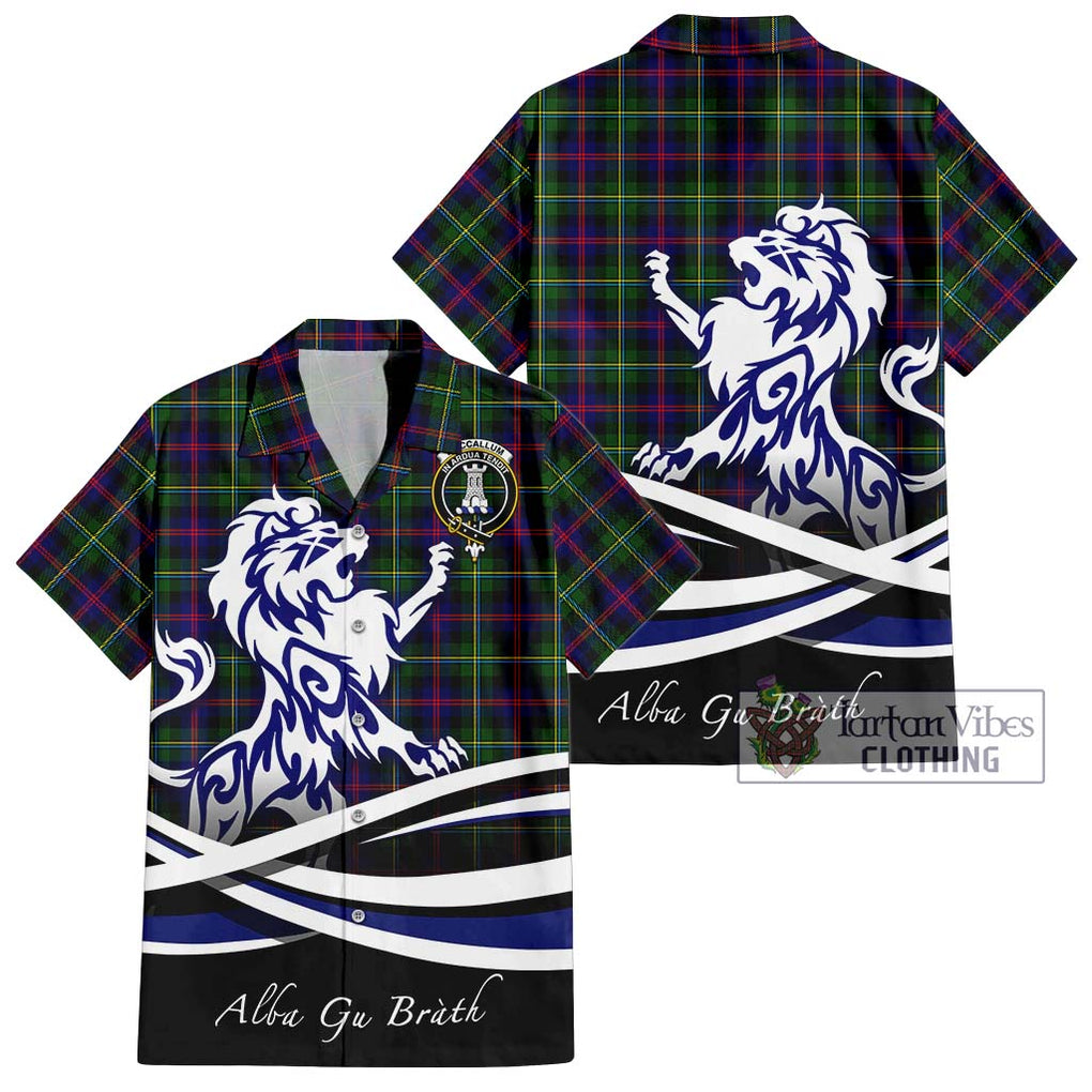 Tartan Vibes Clothing MacCallum #2 Tartan Short Sleeve Button Shirt with Alba Gu Brath Regal Lion Emblem