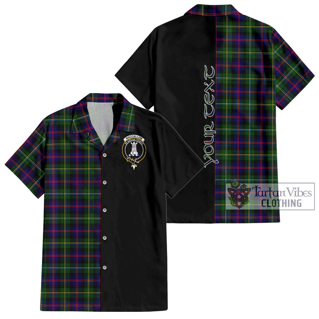 Tartan Vibes Clothing MacCallum #2 Tartan Short Sleeve Button Shirt with Family Crest and Half Of Me Style