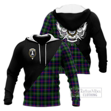 MacCallum #2 Tartan Knitted Hoodie with Family Crest and Military Logo Style