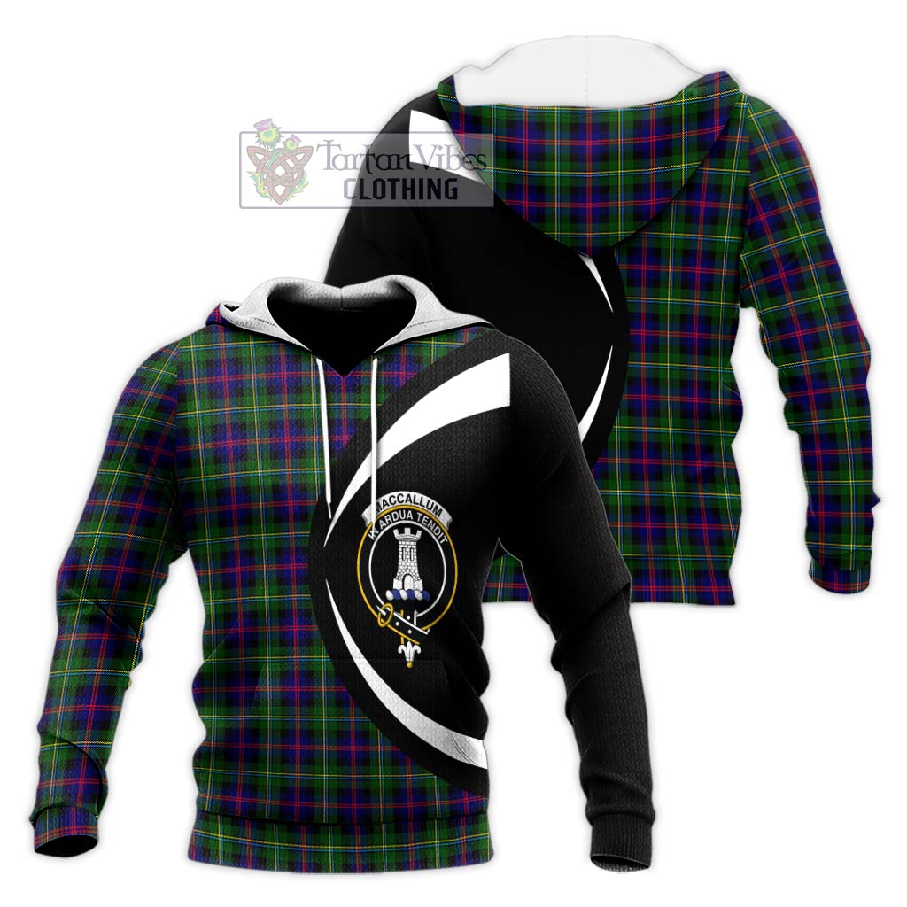 Tartan Vibes Clothing MacCallum #2 Tartan Knitted Hoodie with Family Crest Circle Style