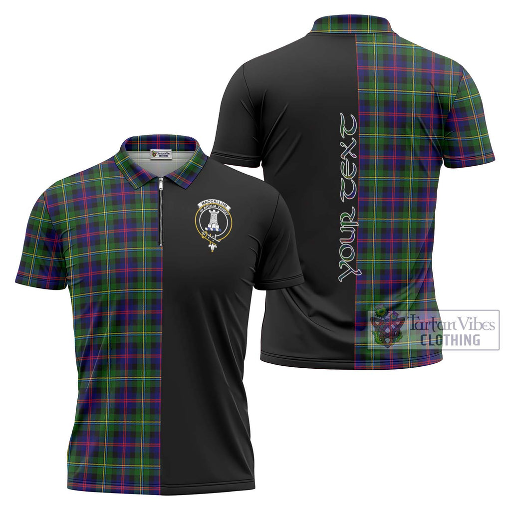 Tartan Vibes Clothing MacCallum #2 Tartan Zipper Polo Shirt with Family Crest and Half Of Me Style