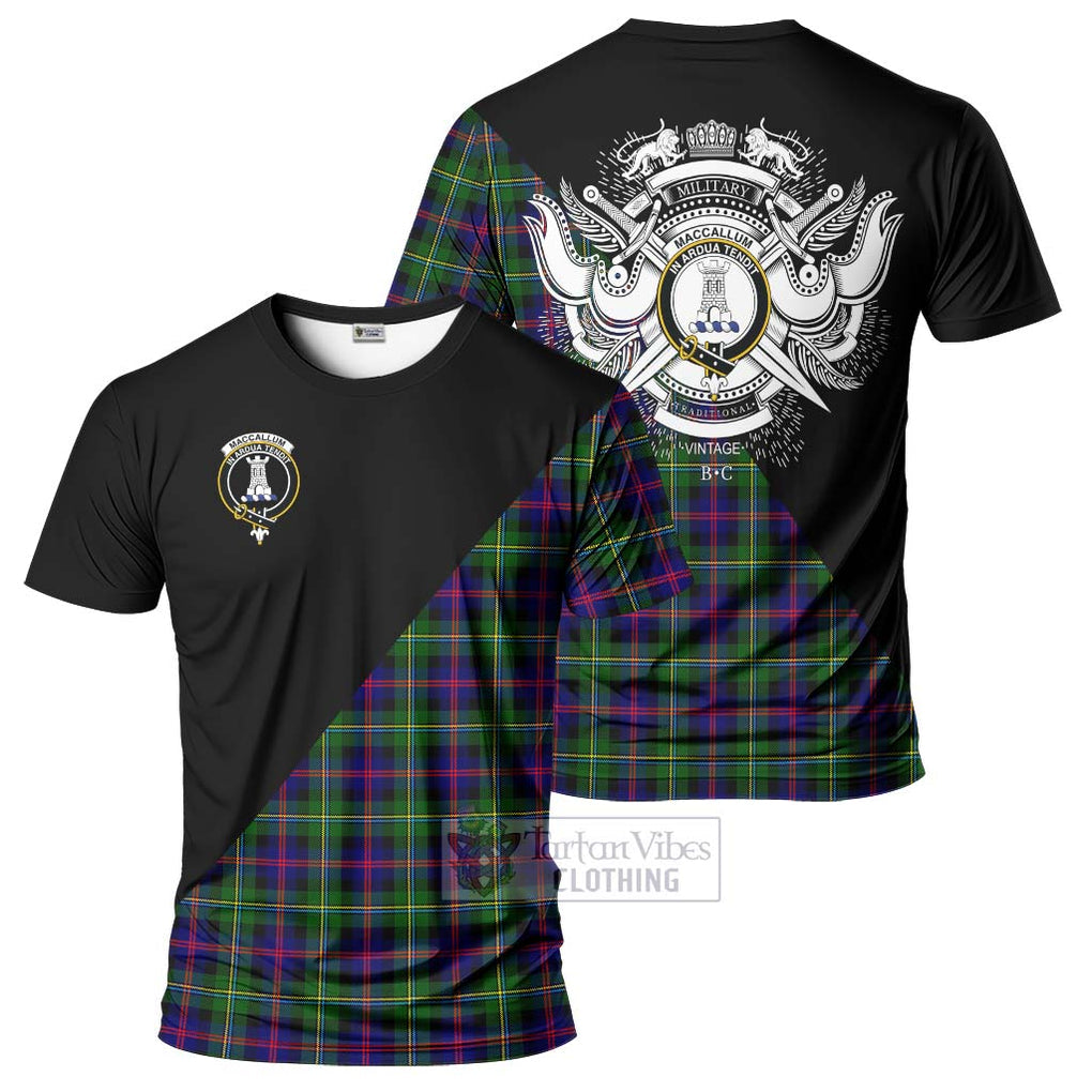 Tartan Vibes Clothing MacCallum #2 Tartan T-Shirt with Family Crest and Military Logo Style