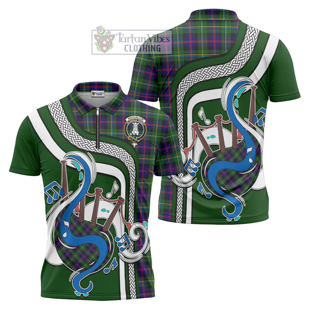 Tartan Vibes Clothing MacCallum #2 Tartan Zipper Polo Shirt with Epic Bagpipe Style