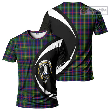 MacCallum #2 Tartan T-Shirt with Family Crest Circle Style