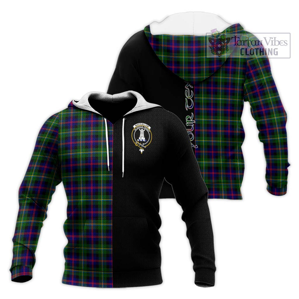 Tartan Vibes Clothing MacCallum #2 Tartan Knitted Hoodie with Family Crest and Half Of Me Style