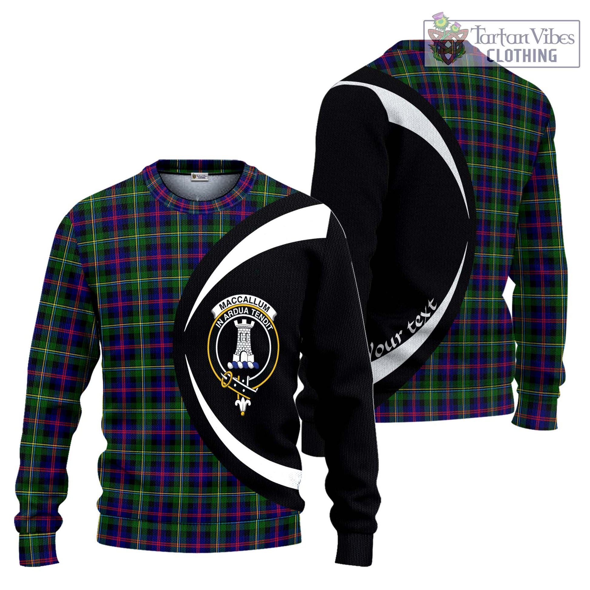 Tartan Vibes Clothing MacCallum #2 Tartan Knitted Sweater with Family Crest Circle Style