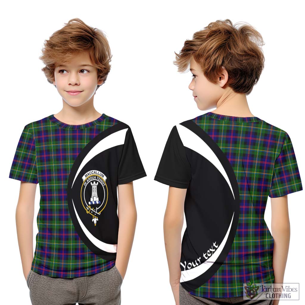 Tartan Vibes Clothing MacCallum #2 Tartan Kid T-Shirt with Family Crest Circle Style