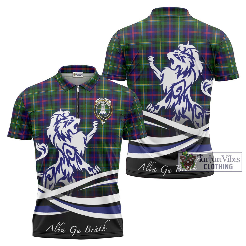 Tartan Vibes Clothing MacCallum #2 Tartan Zipper Polo Shirt with Alba Gu Brath Regal Lion Emblem