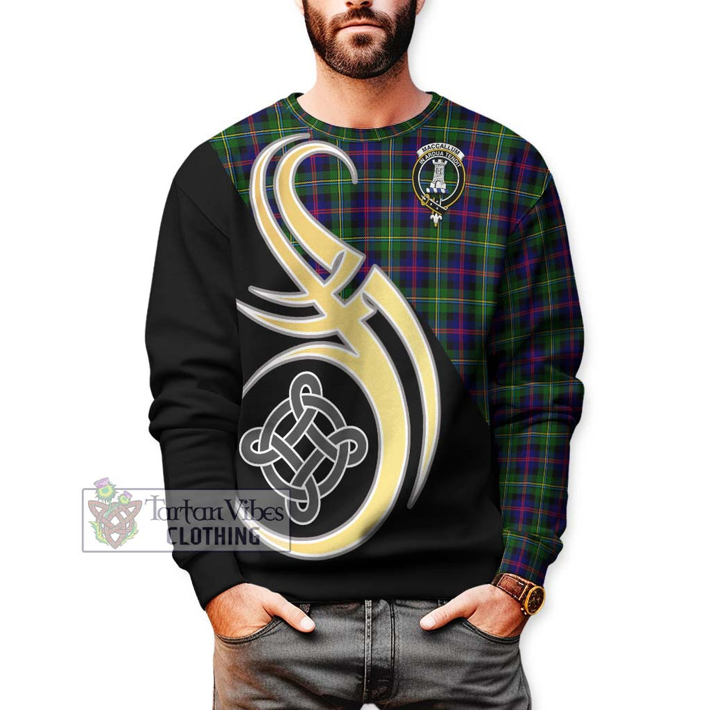 Tartan Vibes Clothing MacCallum #2 Tartan Sweatshirt with Family Crest and Celtic Symbol Style