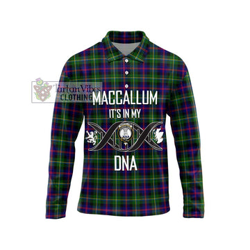 MacCallum #2 Tartan Long Sleeve Polo Shirt with Family Crest DNA In Me Style