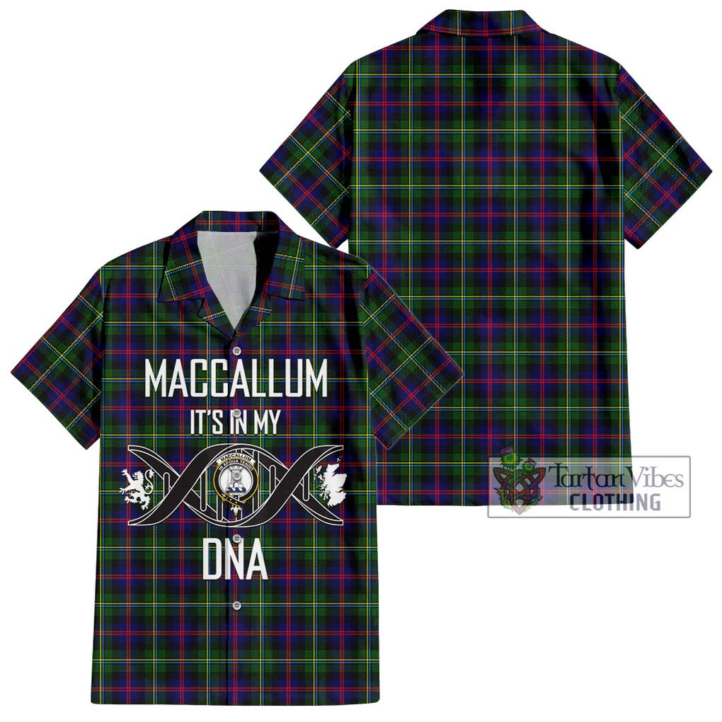 Tartan Vibes Clothing MacCallum #2 Tartan Short Sleeve Button Shirt with Family Crest DNA In Me Style