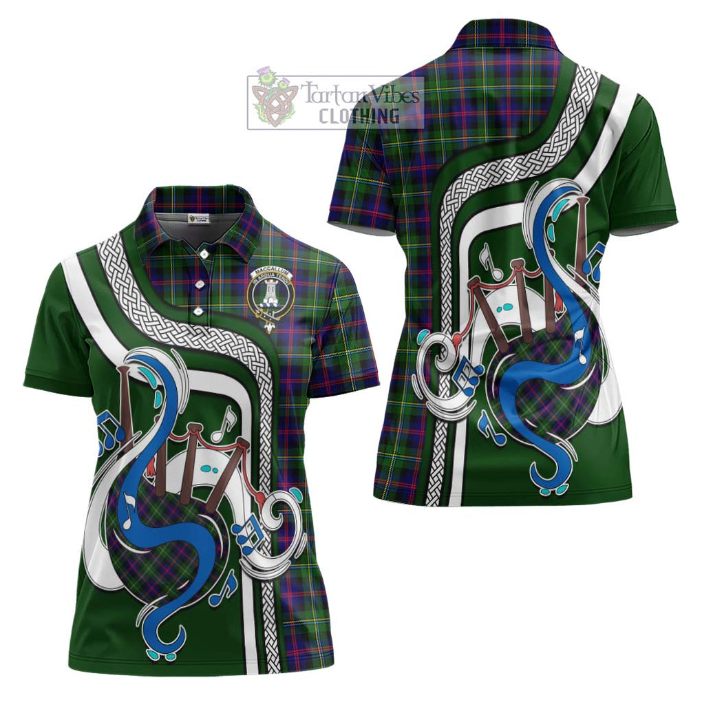 Tartan Vibes Clothing MacCallum #2 Tartan Women's Polo Shirt with Epic Bagpipe Style