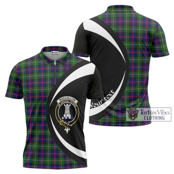 MacCallum #2 Tartan Zipper Polo Shirt with Family Crest Circle Style