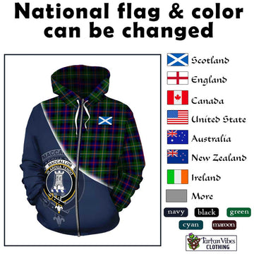 MacCallum #2 Tartan Hoodie with Personalised National Flag and Family Crest Half Style