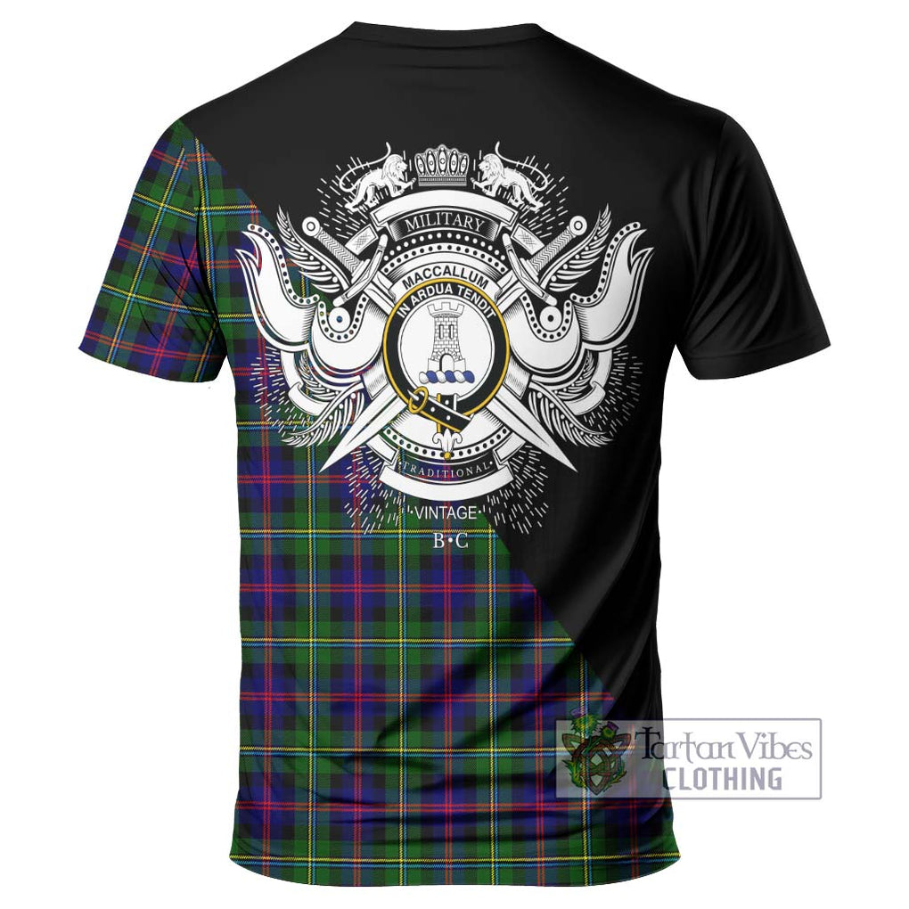 Tartan Vibes Clothing MacCallum #2 Tartan T-Shirt with Family Crest and Military Logo Style