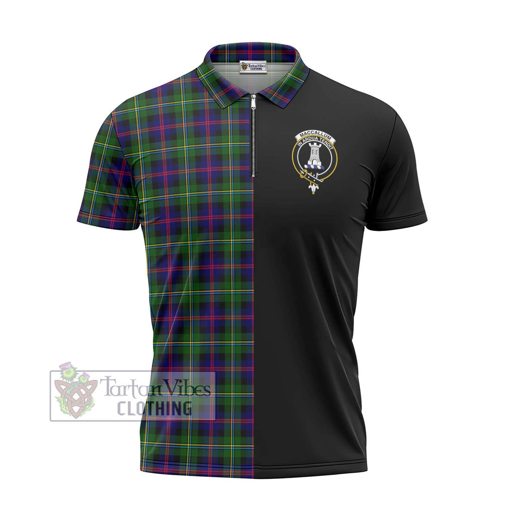 Tartan Vibes Clothing MacCallum #2 Tartan Zipper Polo Shirt with Family Crest and Half Of Me Style