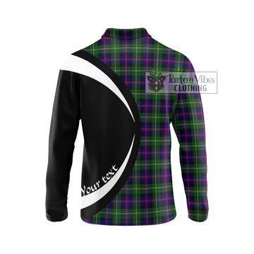 MacCallum #2 Tartan Long Sleeve Polo Shirt with Family Crest Circle Style