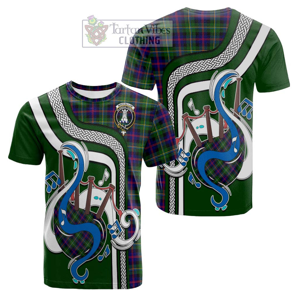 Tartan Vibes Clothing MacCallum #2 Tartan Cotton T-shirt with Epic Bagpipe Style