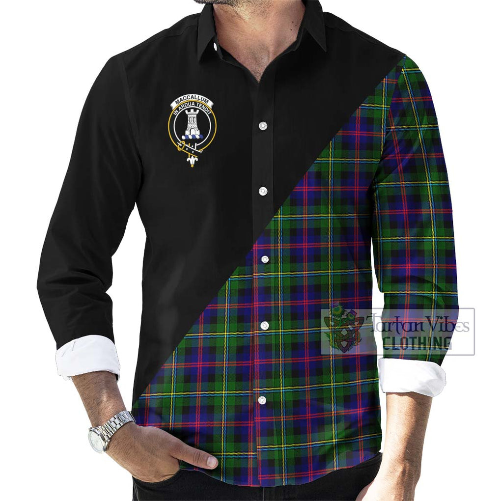 Tartan Vibes Clothing MacCallum #2 Tartan Long Sleeve Button Shirt with Family Crest and Military Logo Style