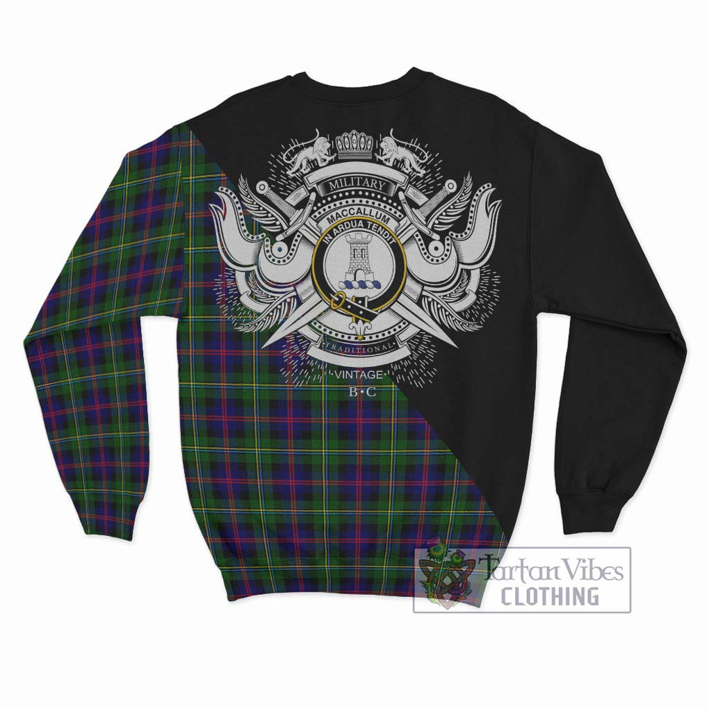 Tartan Vibes Clothing MacCallum #2 Tartan Sweatshirt with Family Crest and Military Logo Style