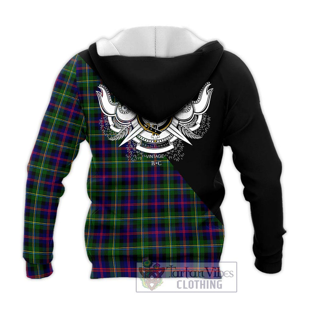 Tartan Vibes Clothing MacCallum #2 Tartan Knitted Hoodie with Family Crest and Military Logo Style