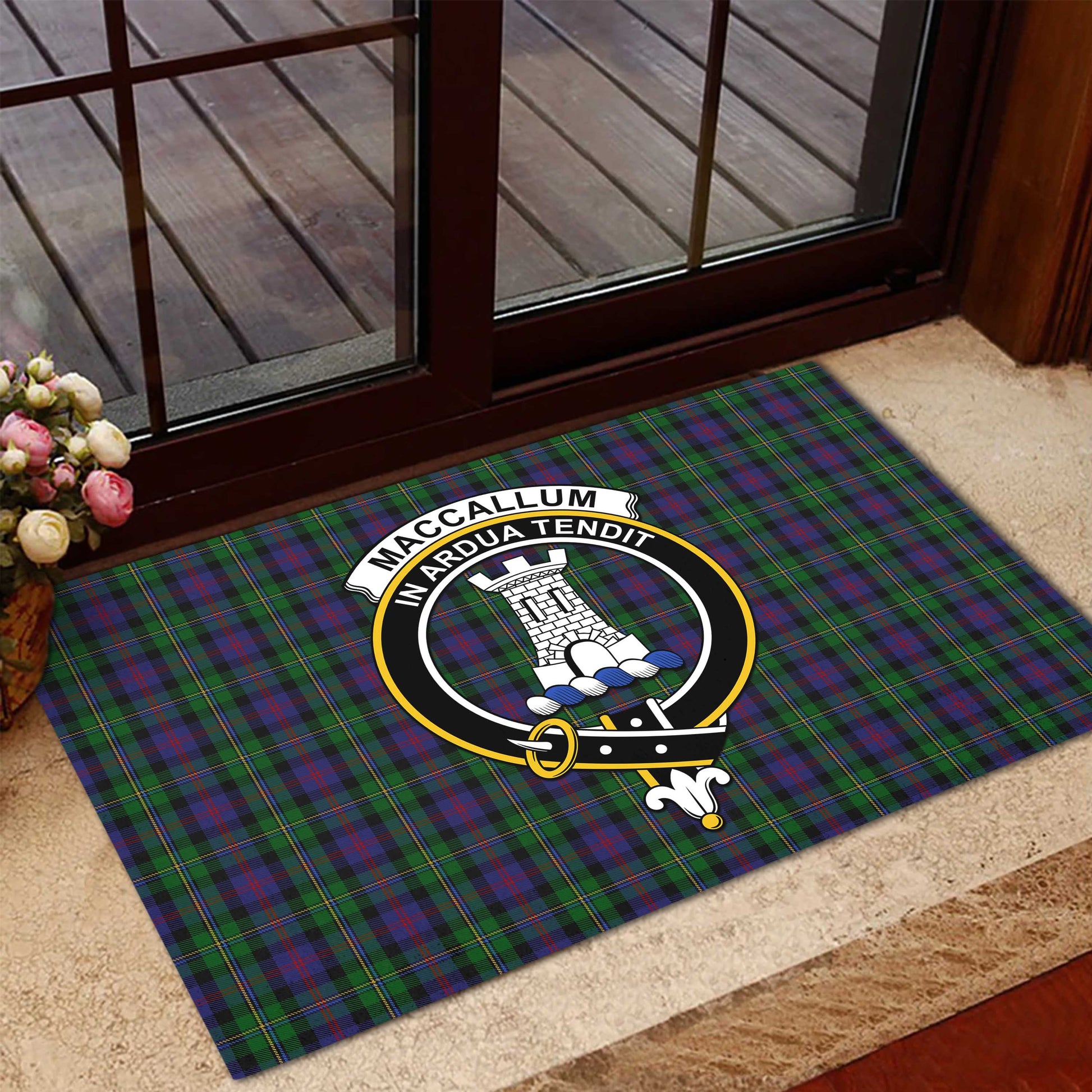 MacCallum Tartan Door Mat with Family Crest - Tartanvibesclothing