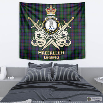 MacCallum (McCallum) Tartan Tapestry with Clan Crest and the Golden Sword of Courageous Legacy