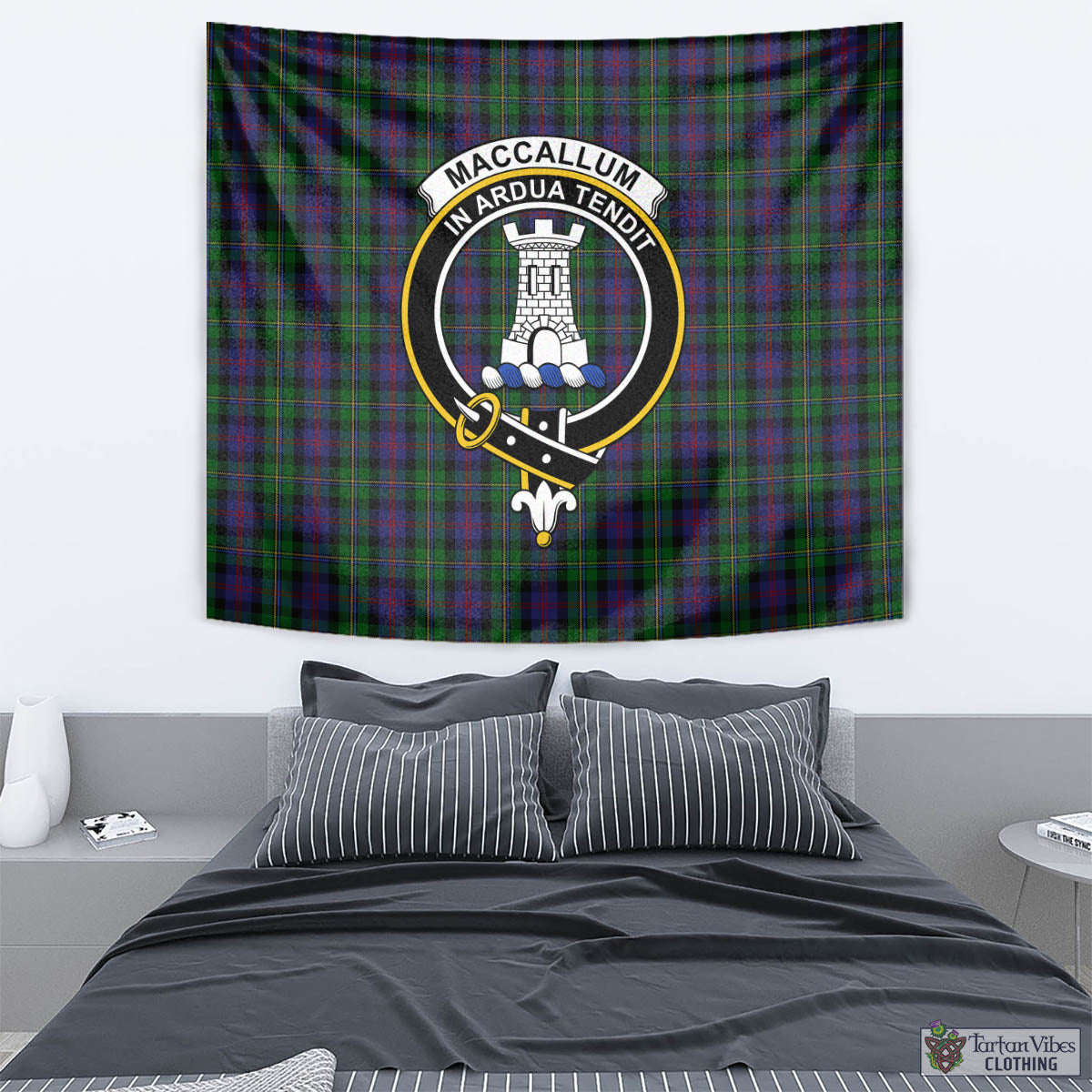 Tartan Vibes Clothing MacCallum Tartan Tapestry Wall Hanging and Home Decor for Room with Family Crest