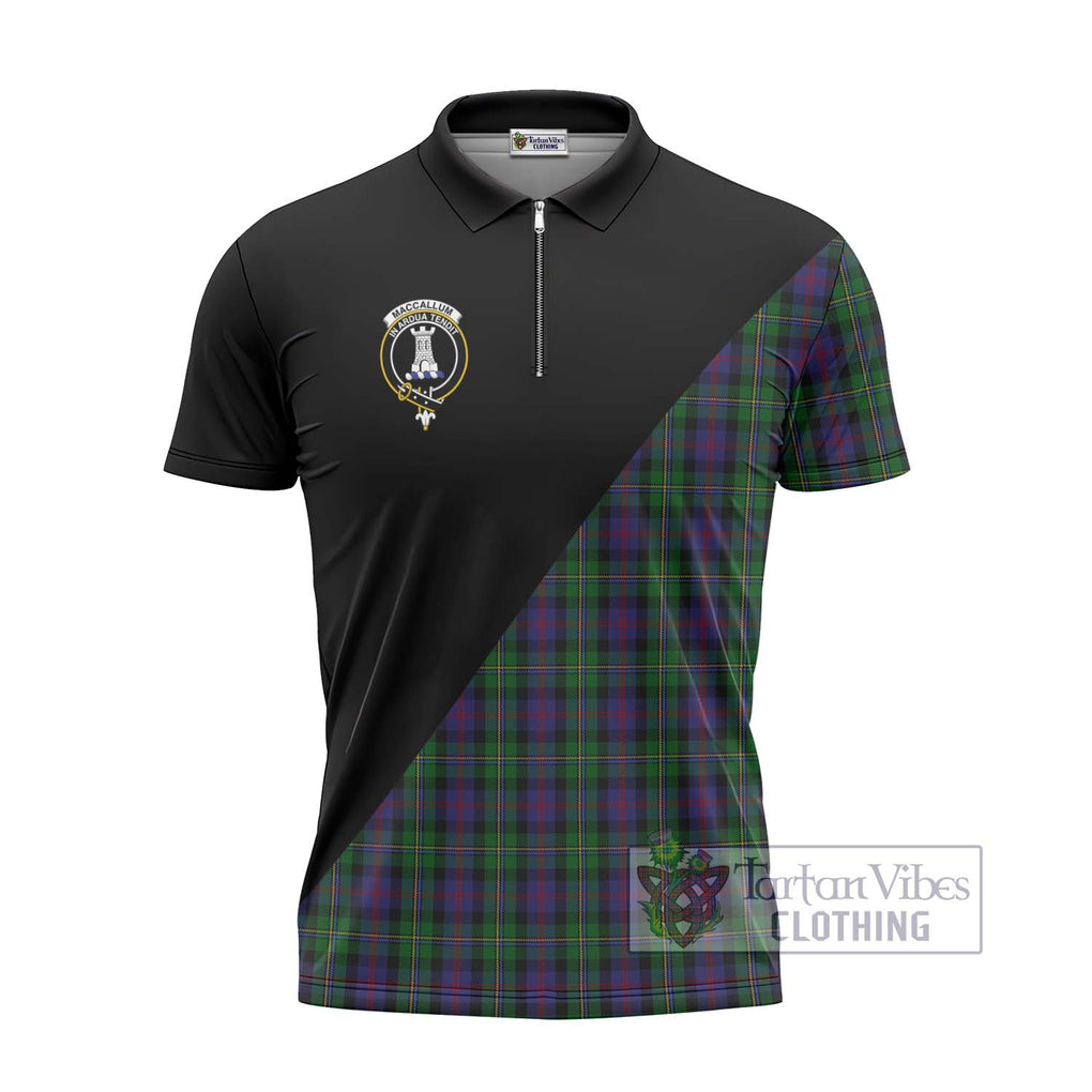 MacCallum (McCallum) Tartan Zipper Polo Shirt with Family Crest and Military Logo Style - Tartanvibesclothing Shop