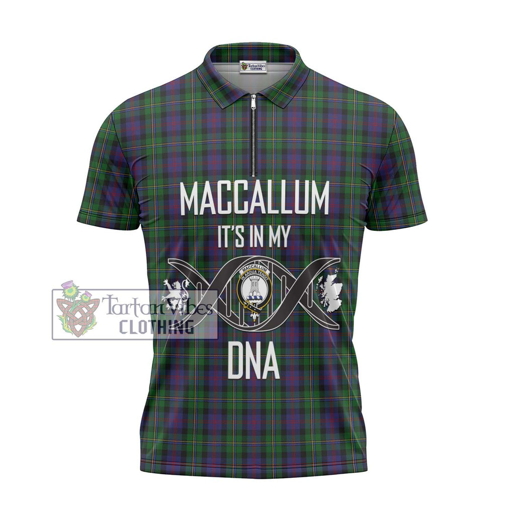 MacCallum (McCallum) Tartan Zipper Polo Shirt with Family Crest DNA In Me Style - Tartanvibesclothing Shop