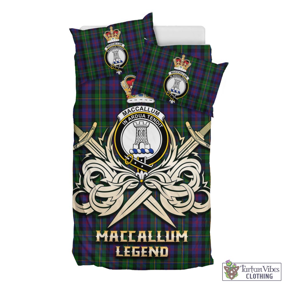 Tartan Vibes Clothing MacCallum Tartan Bedding Set with Clan Crest and the Golden Sword of Courageous Legacy