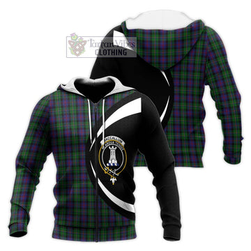 MacCallum (McCallum) Tartan Knitted Hoodie with Family Crest Circle Style