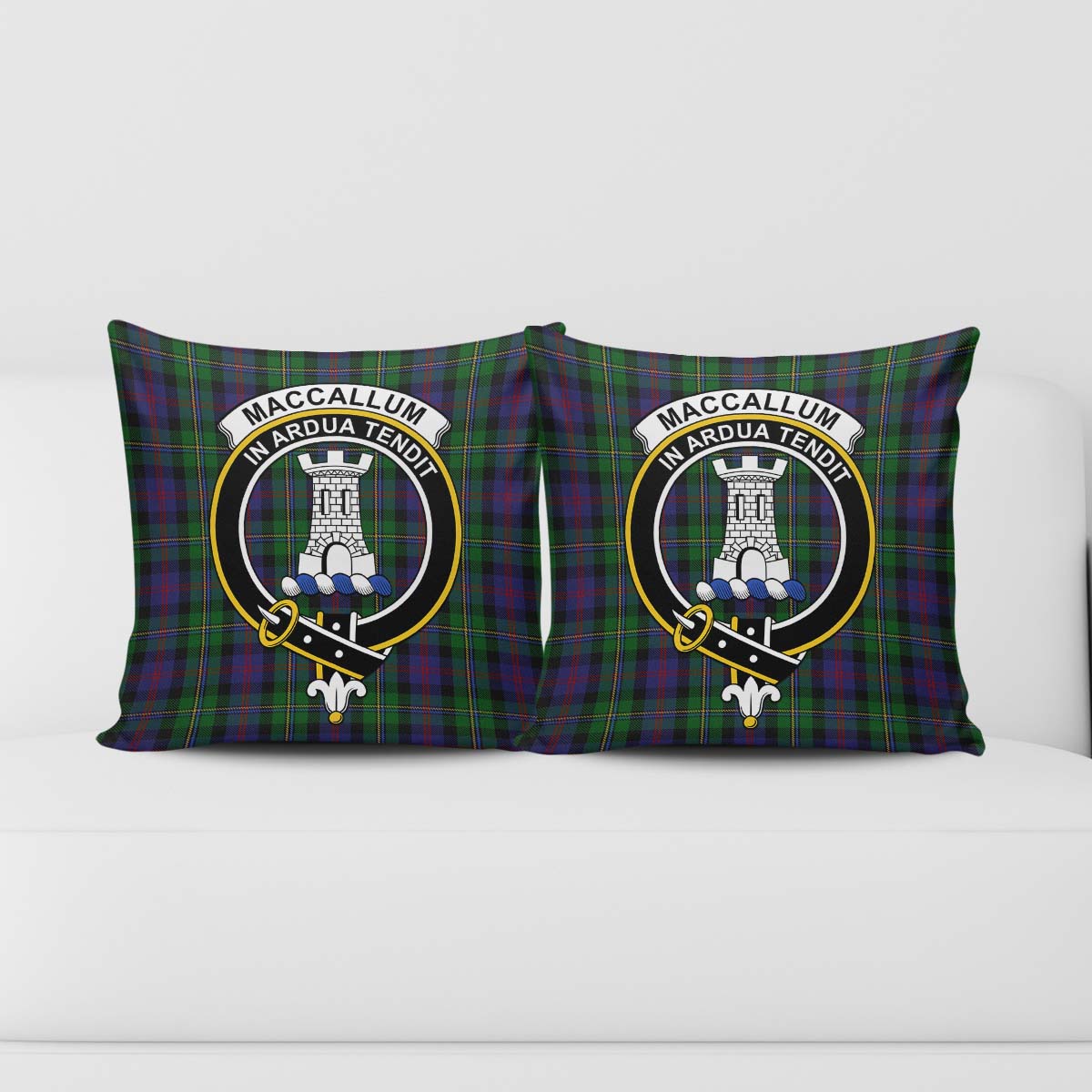 MacCallum Tartan Pillow Cover with Family Crest - Tartanvibesclothing