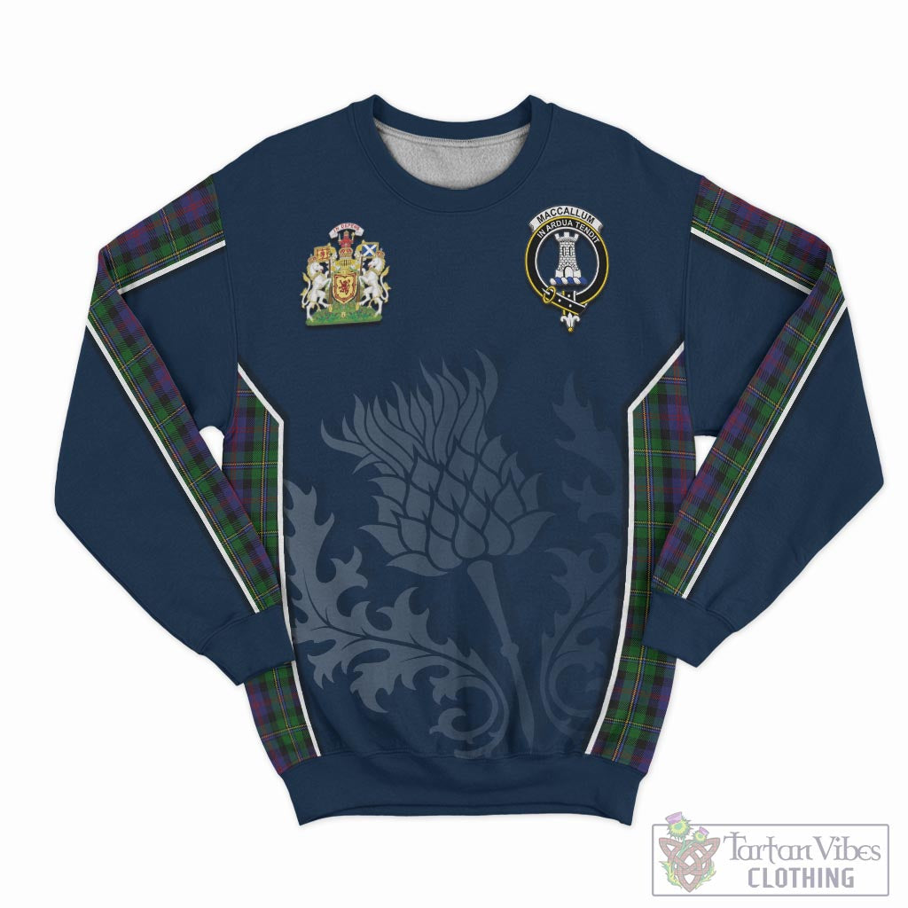 Tartan Vibes Clothing MacCallum Tartan Sweatshirt with Family Crest and Scottish Thistle Vibes Sport Style