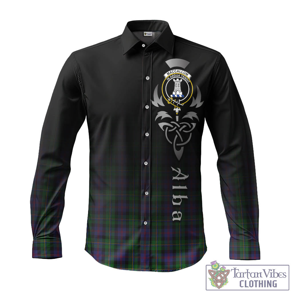 Tartan Vibes Clothing MacCallum Tartan Long Sleeve Button Up Featuring Alba Gu Brath Family Crest Celtic Inspired