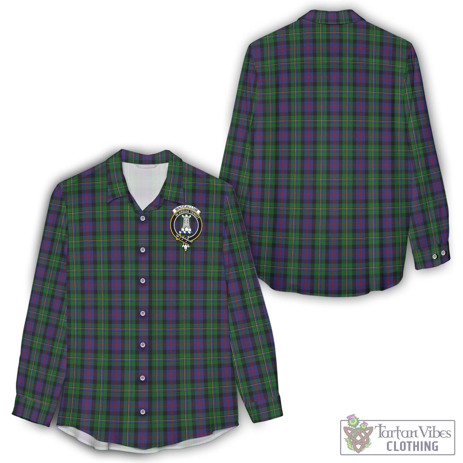 Tartan Vibes Clothing MacCallum Tartan Womens Casual Shirt with Family Crest