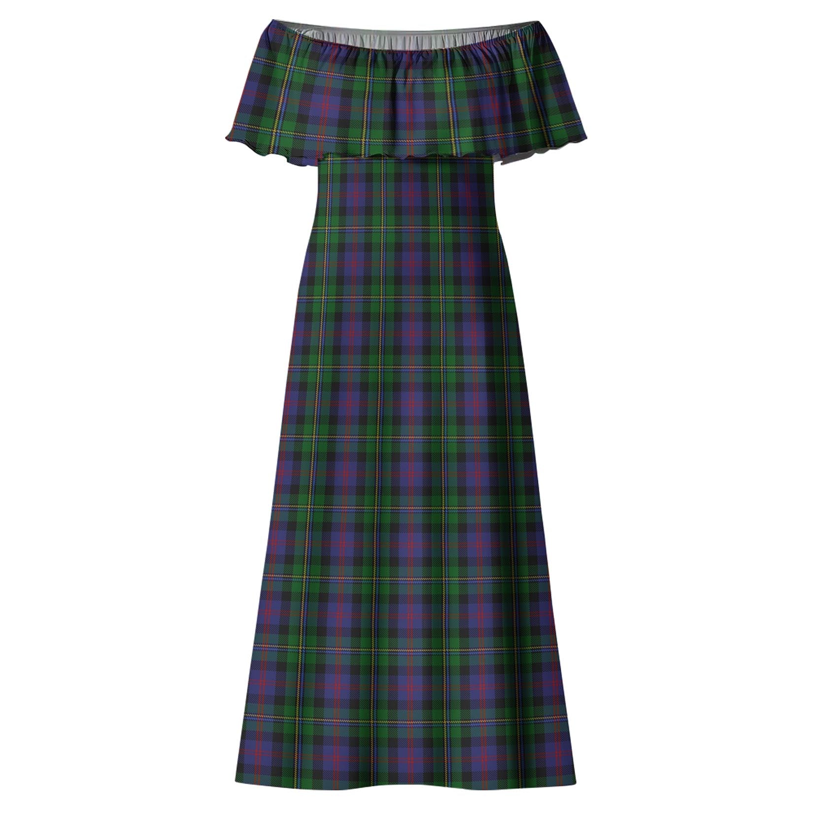 MacCallum Tartan Off Shoulder Long Dress - Tartanvibesclothing