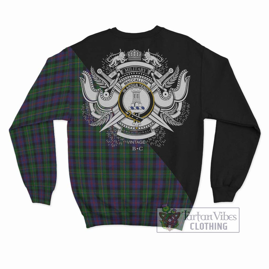 MacCallum (McCallum) Tartan Sweatshirt with Family Crest and Military Logo Style - Tartanvibesclothing Shop