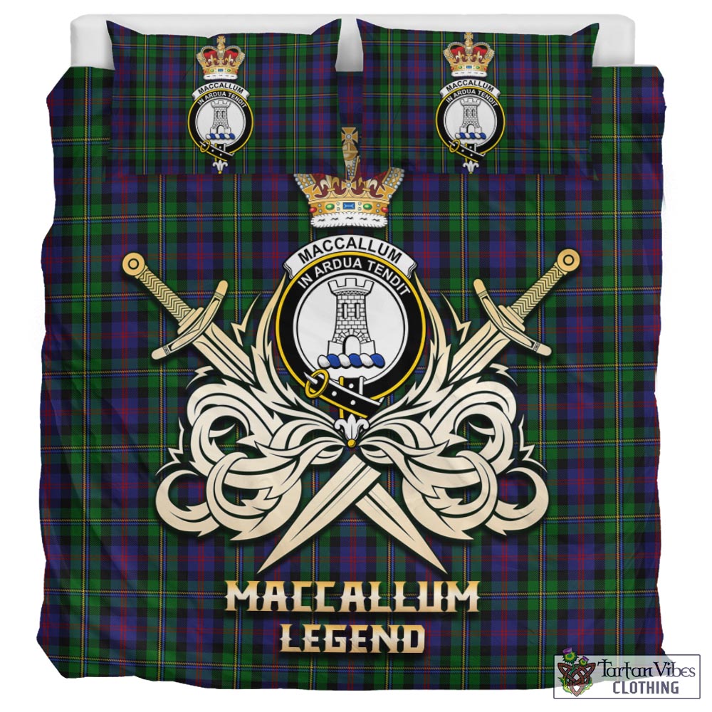 Tartan Vibes Clothing MacCallum Tartan Bedding Set with Clan Crest and the Golden Sword of Courageous Legacy